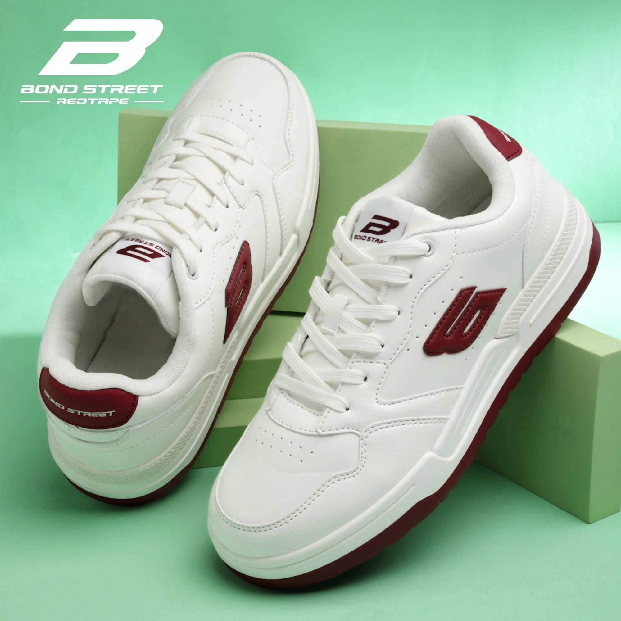 Men's White & Red Bond Street Sneakers - Image 1