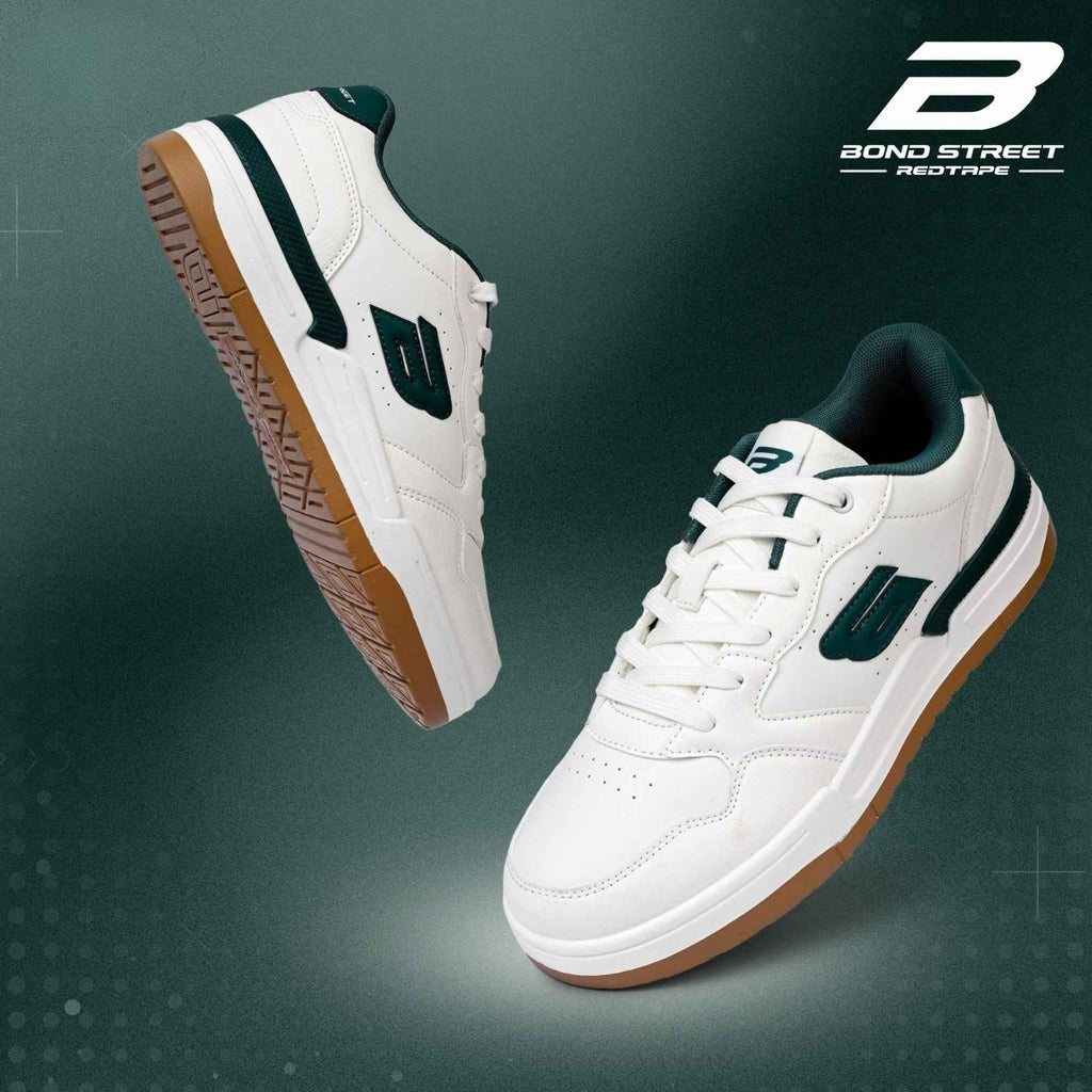 Men's White Green Casual Sneakers Bond Street affiliate