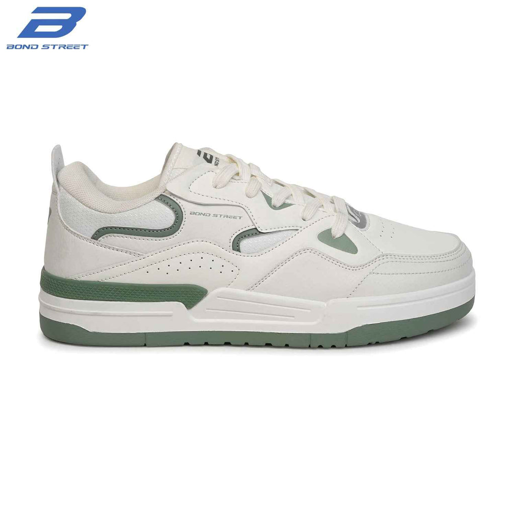 Men's White & Green Casual Sneakers