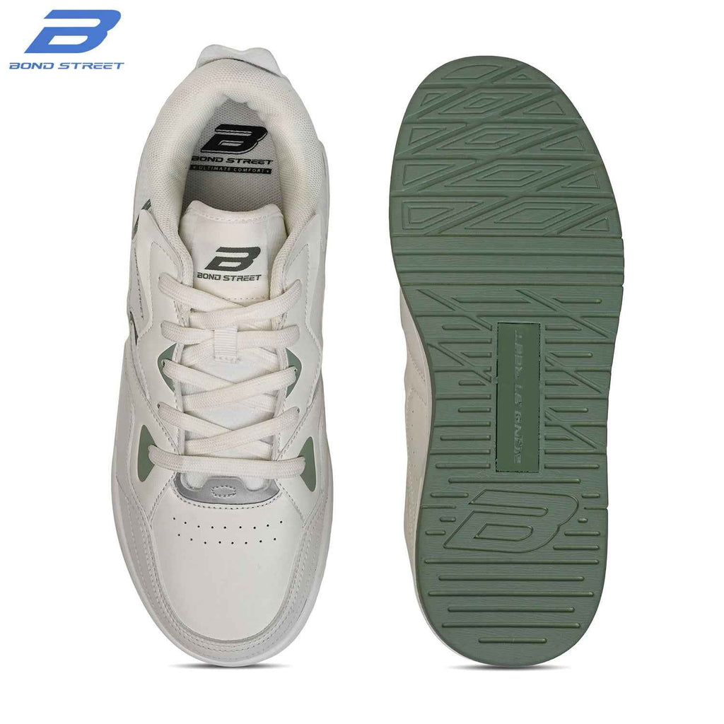 Men's White & Green Casual Sneakers