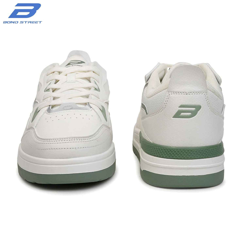 Men's White & Green Casual Sneakers