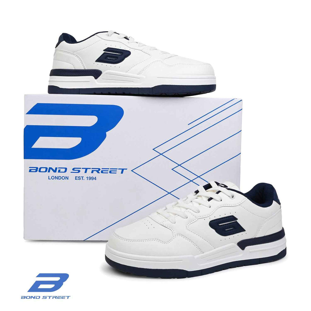 Men's White & Blue Casual Sneakers