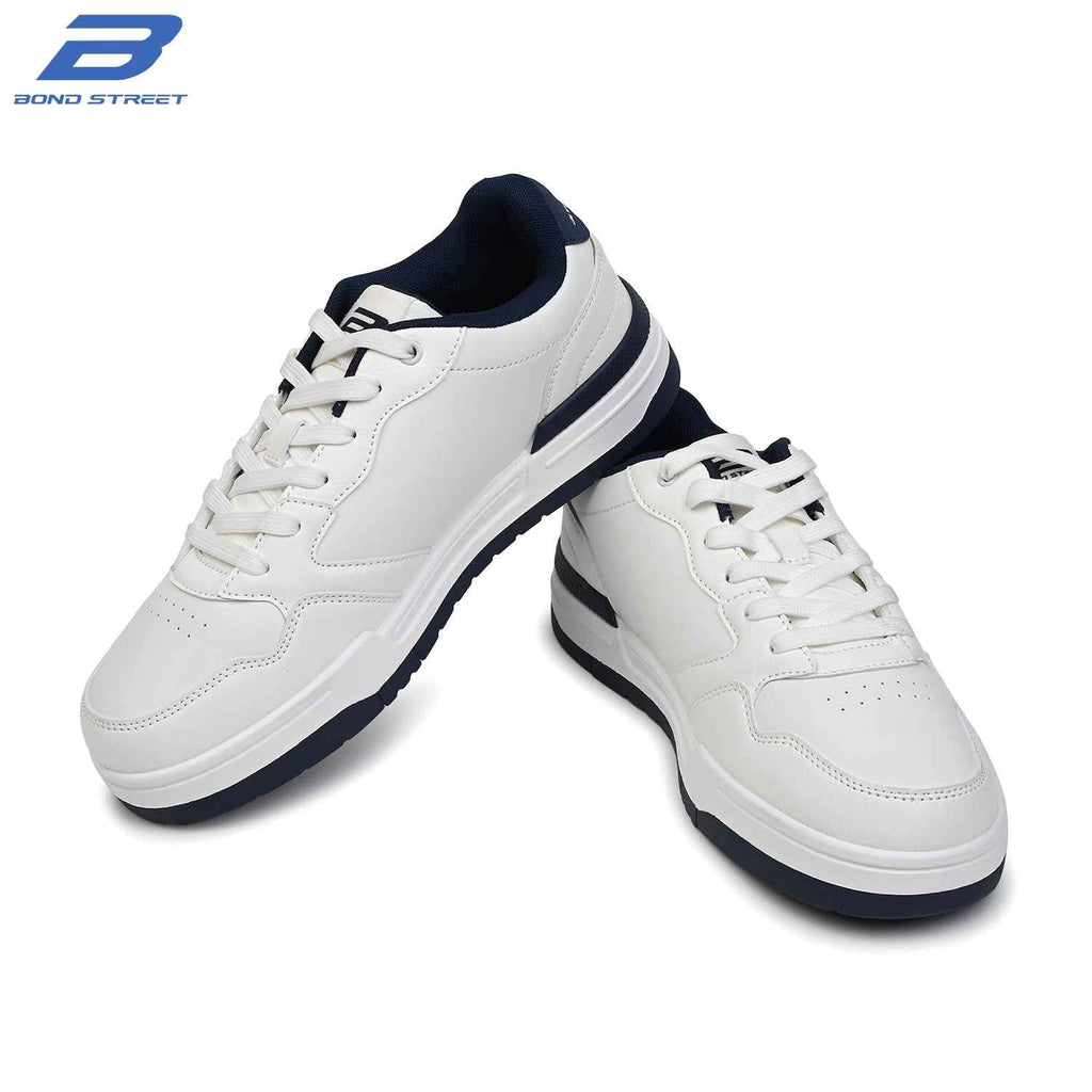 Men's White & Blue Casual Sneakers