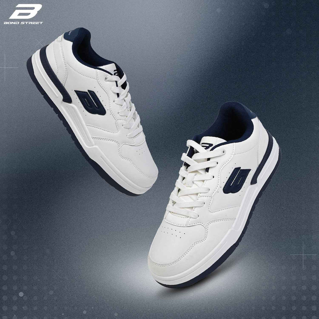 Men's White & Blue Casual Sneakers