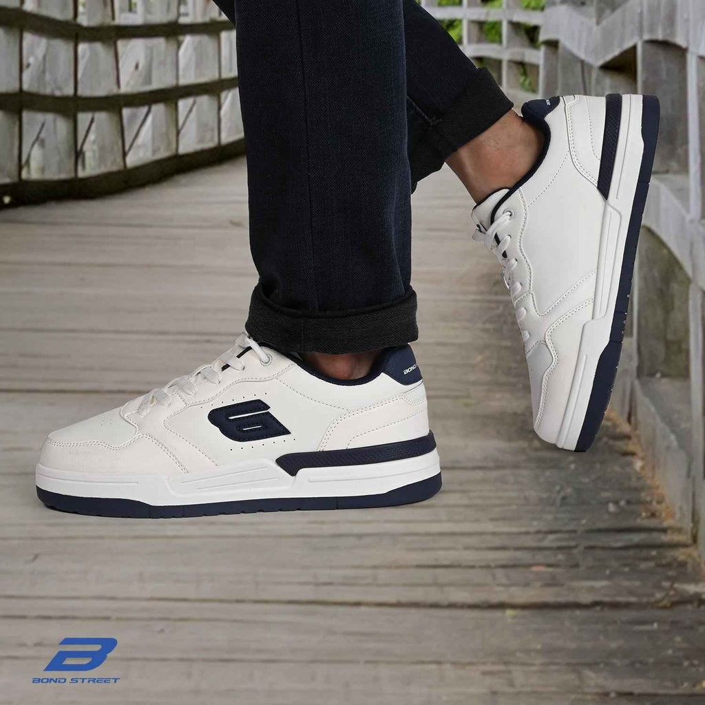 Men's White & Blue Casual Sneakers