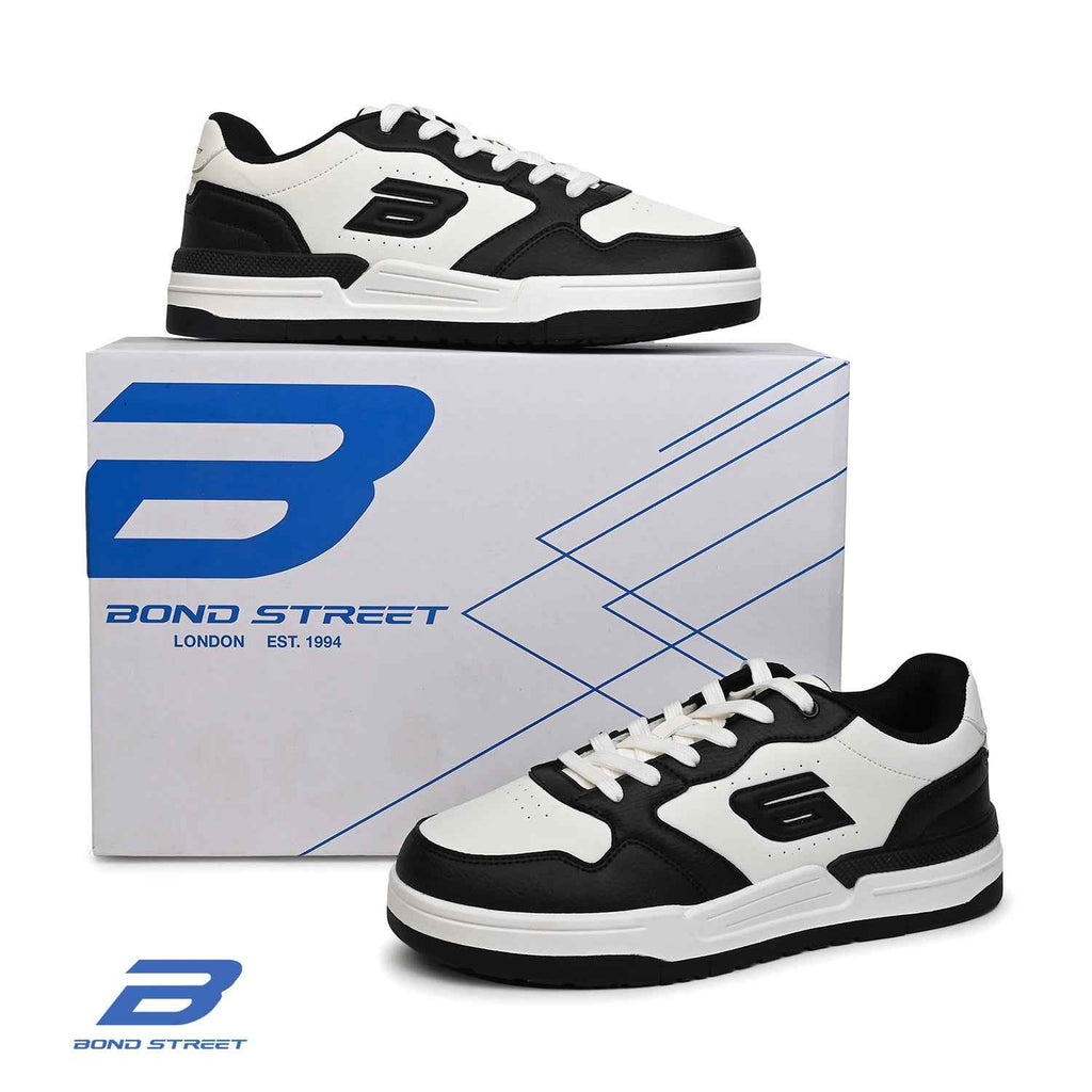 Men's White & Black Casual Sneakers
