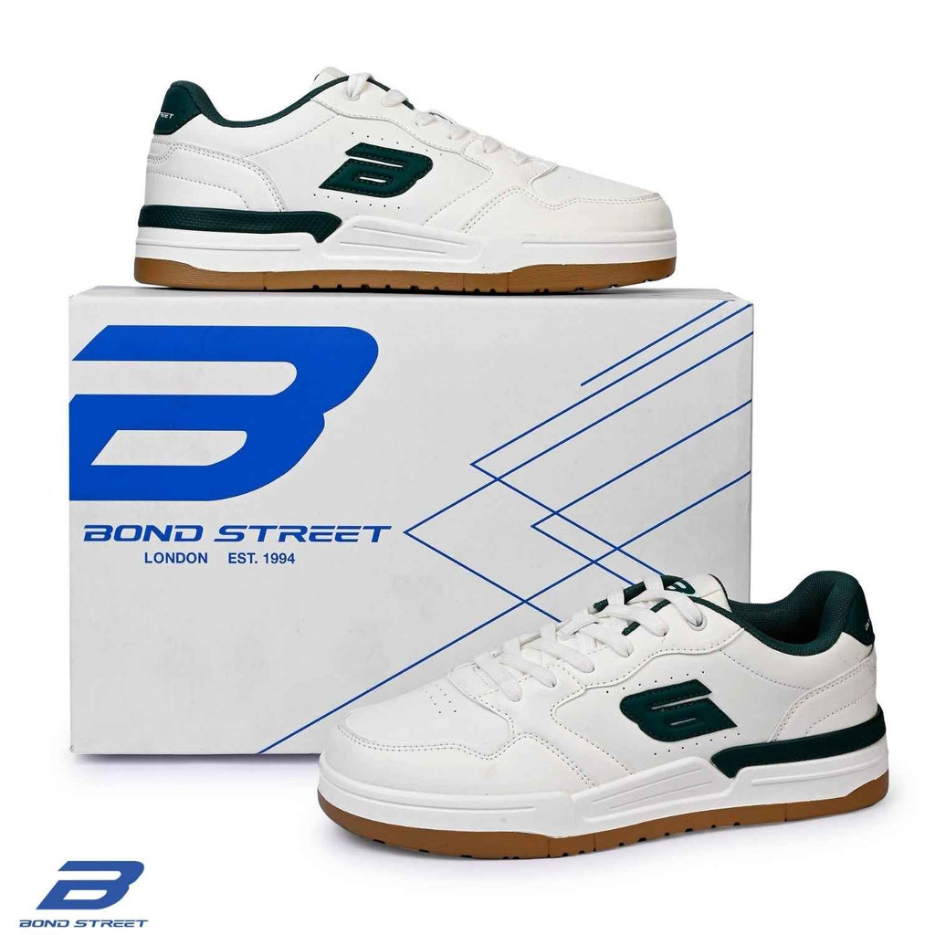 Men's White & Green Casual Sneakers