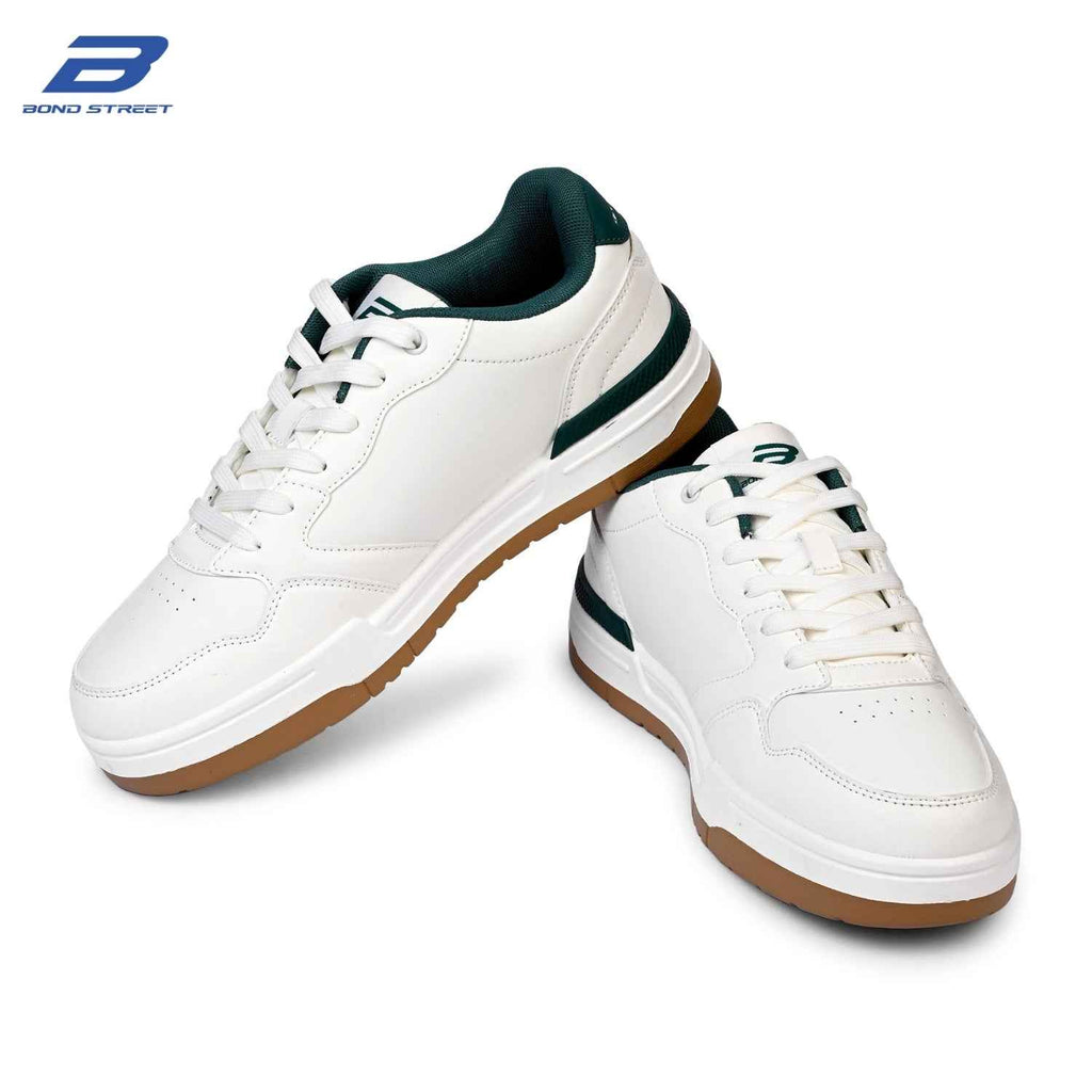 Men's White & Green Casual Sneakers
