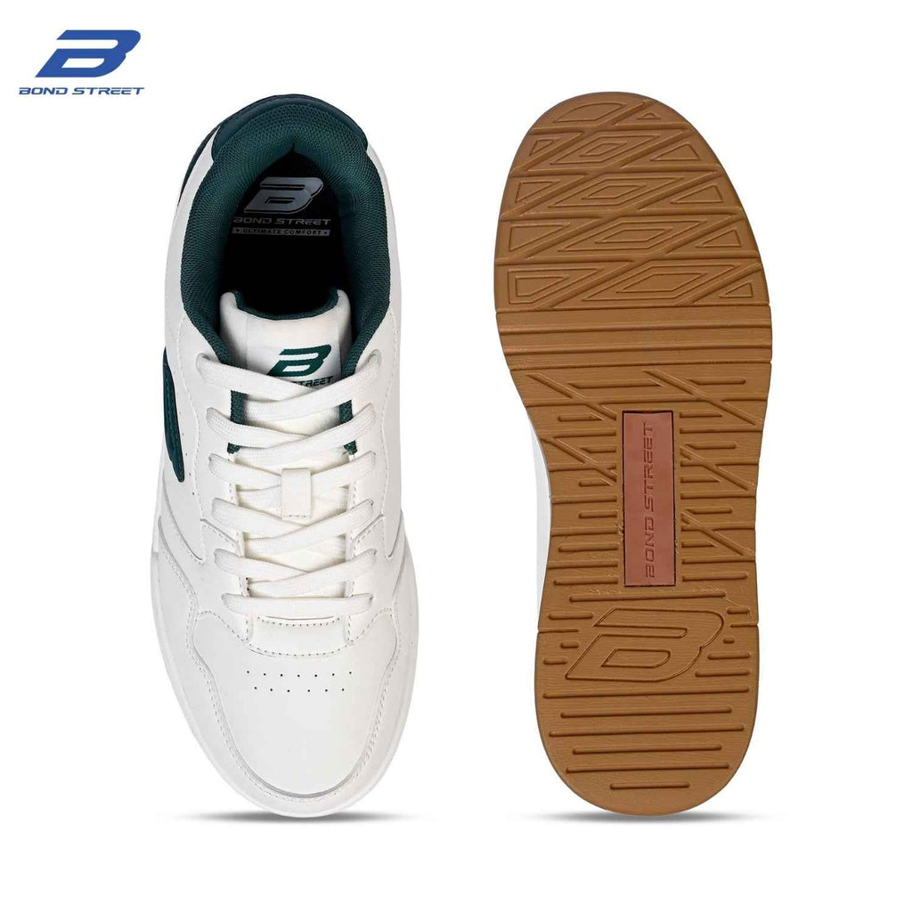 Men's White & Green Casual Sneakers