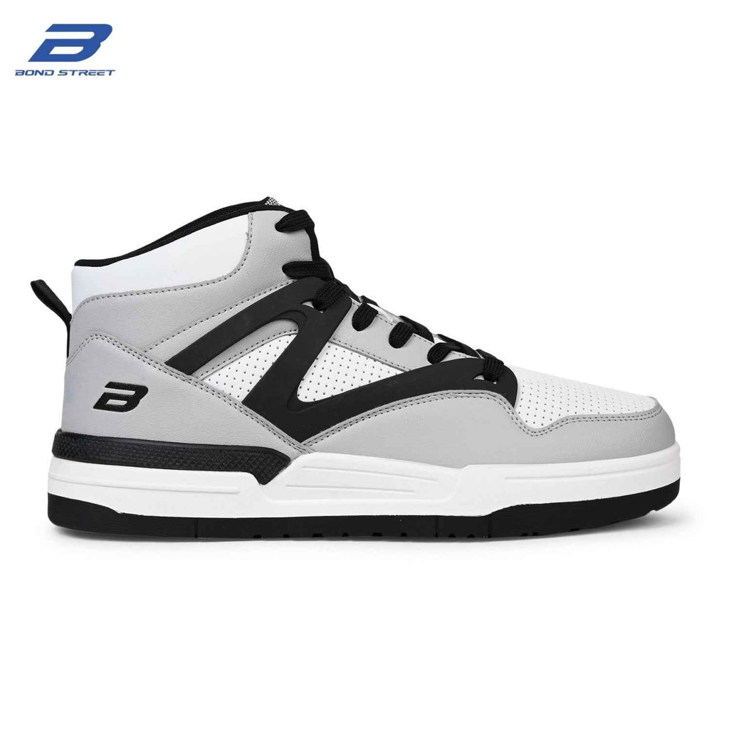 Men's Grey & Black PU Upper Casual Sneakers