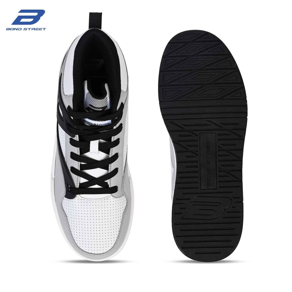 Men's Grey & Black PU Upper Casual Sneakers