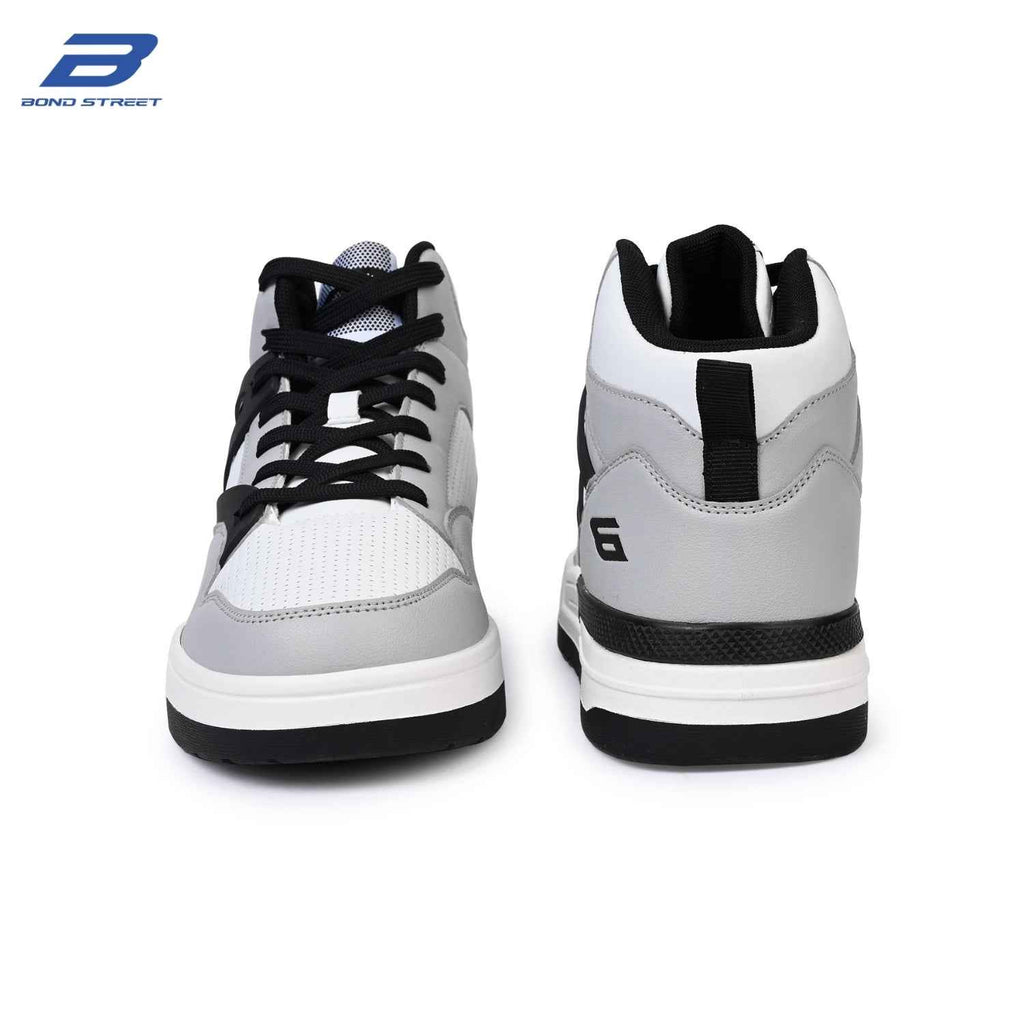 Men's Grey & Black PU Upper Casual Sneakers