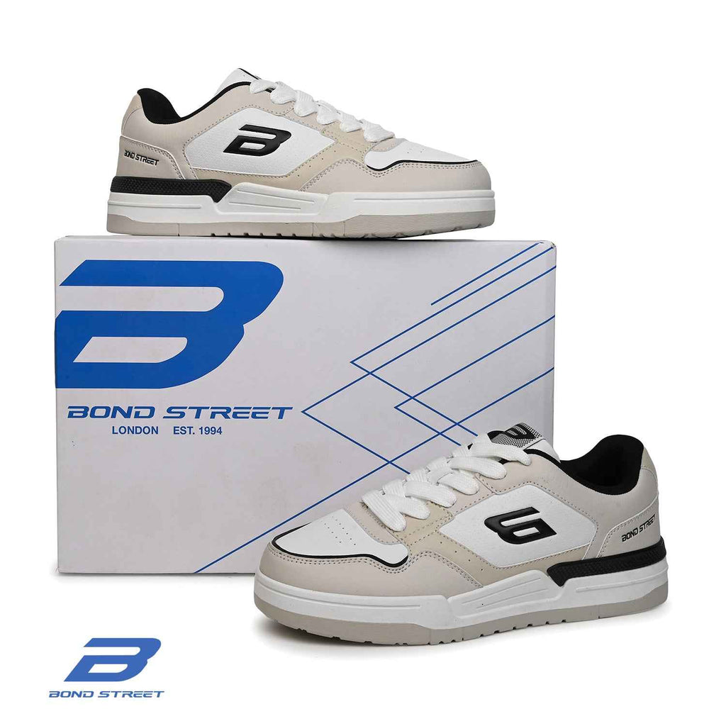 Men's Beige & Black Casual Sneakers