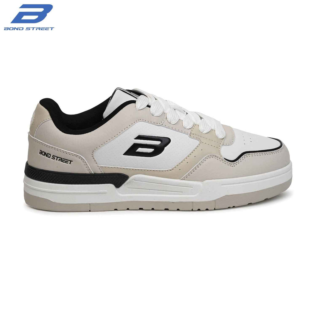 Men's Beige & Black Casual Sneakers