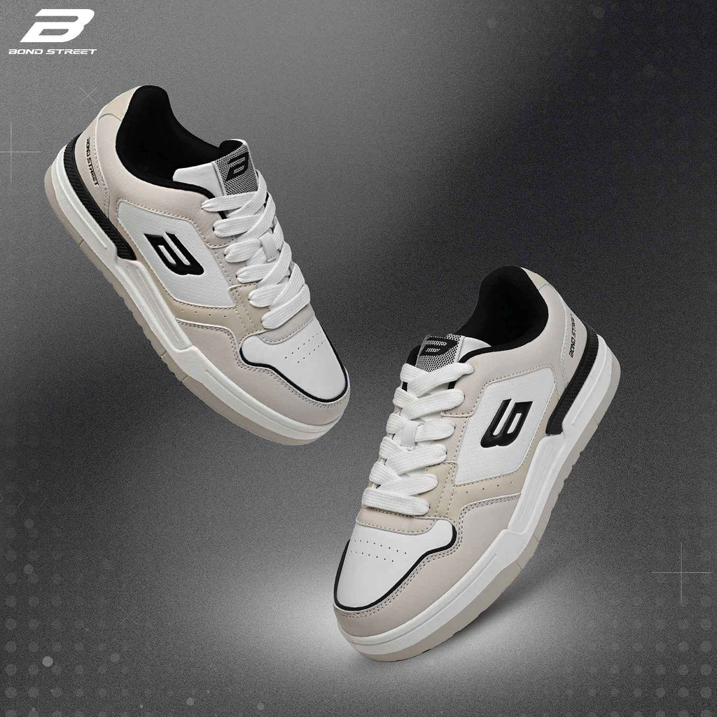Men's Beige & Black Casual Sneakers