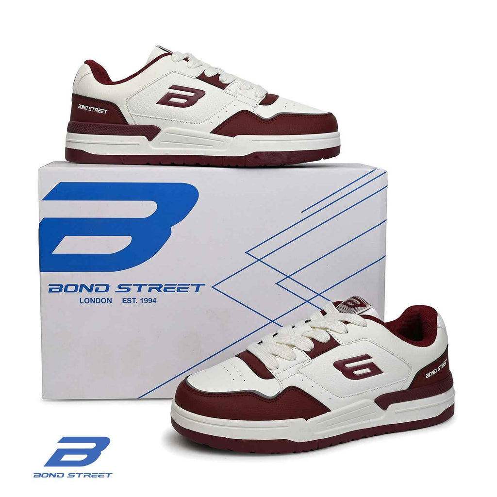 Men's Maroon & White Casual Sneakers