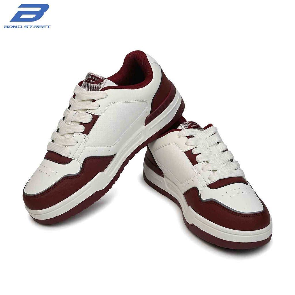 Men's Maroon & White Casual Sneakers