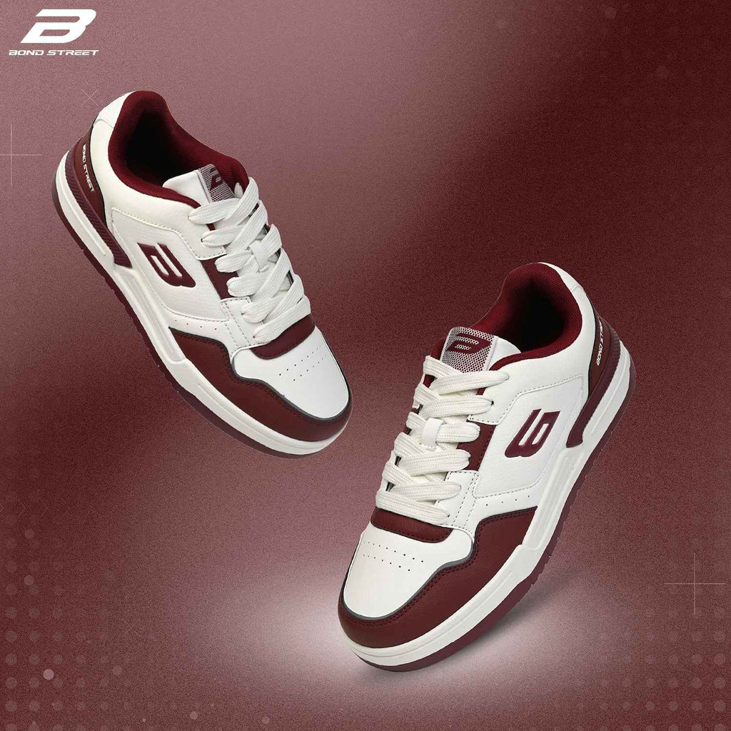 Men's Maroon & White Casual Sneakers