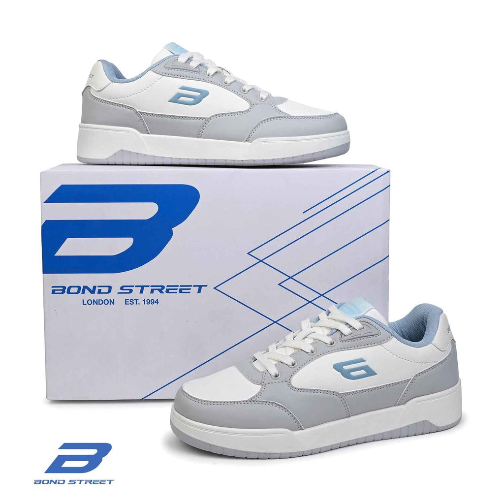 Men's White & Grey Casual Sneakers