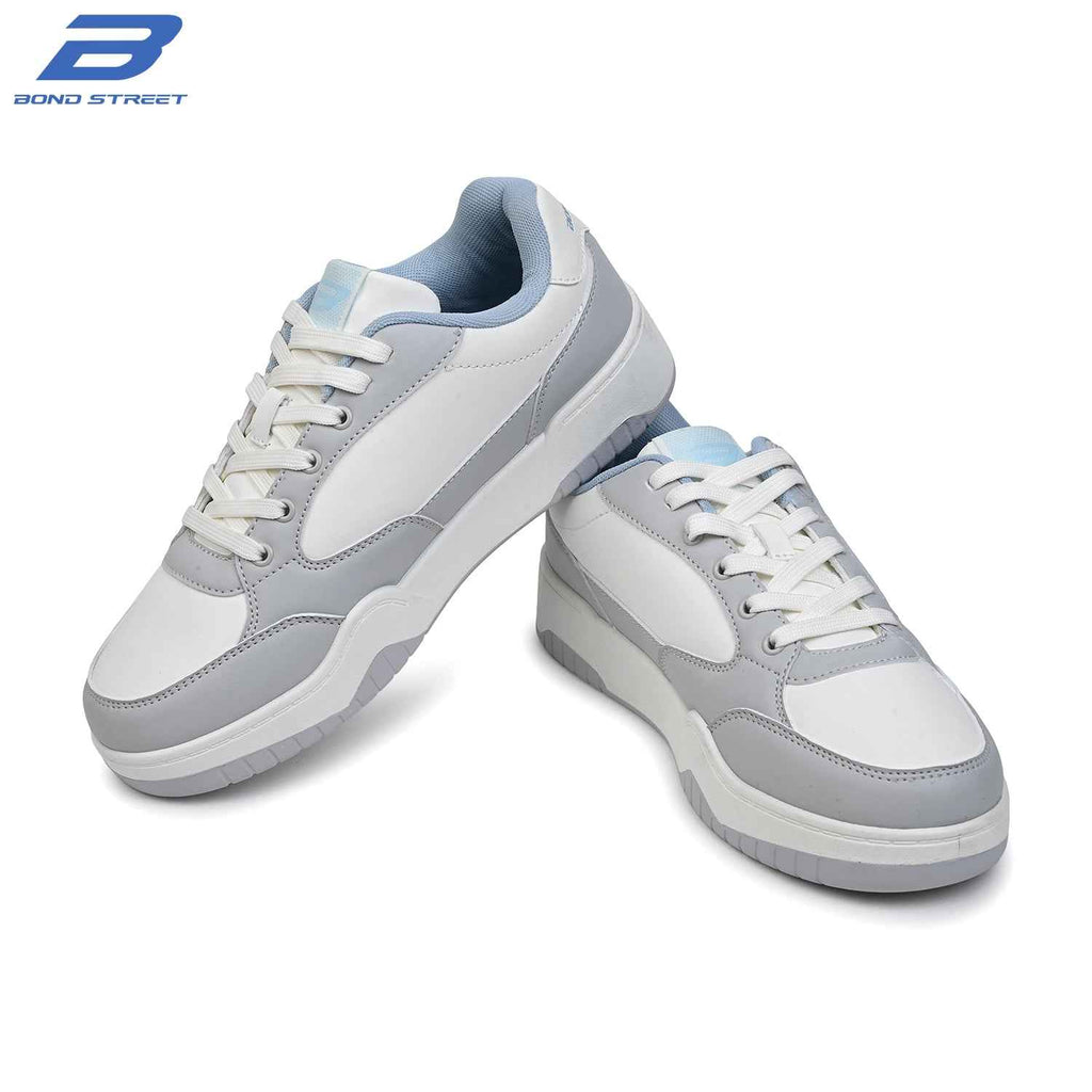 Men's White & Grey Casual Sneakers