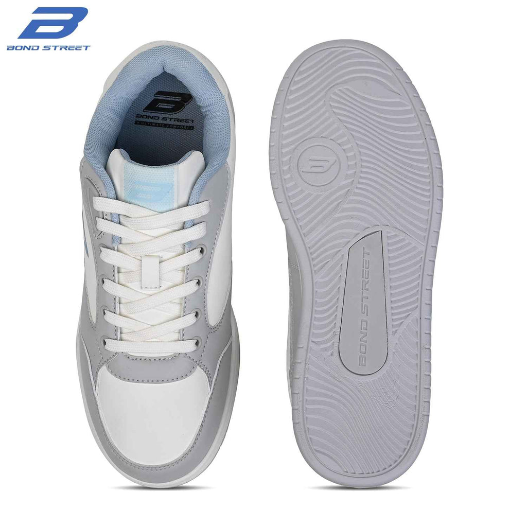 Men's White & Grey Casual Sneakers
