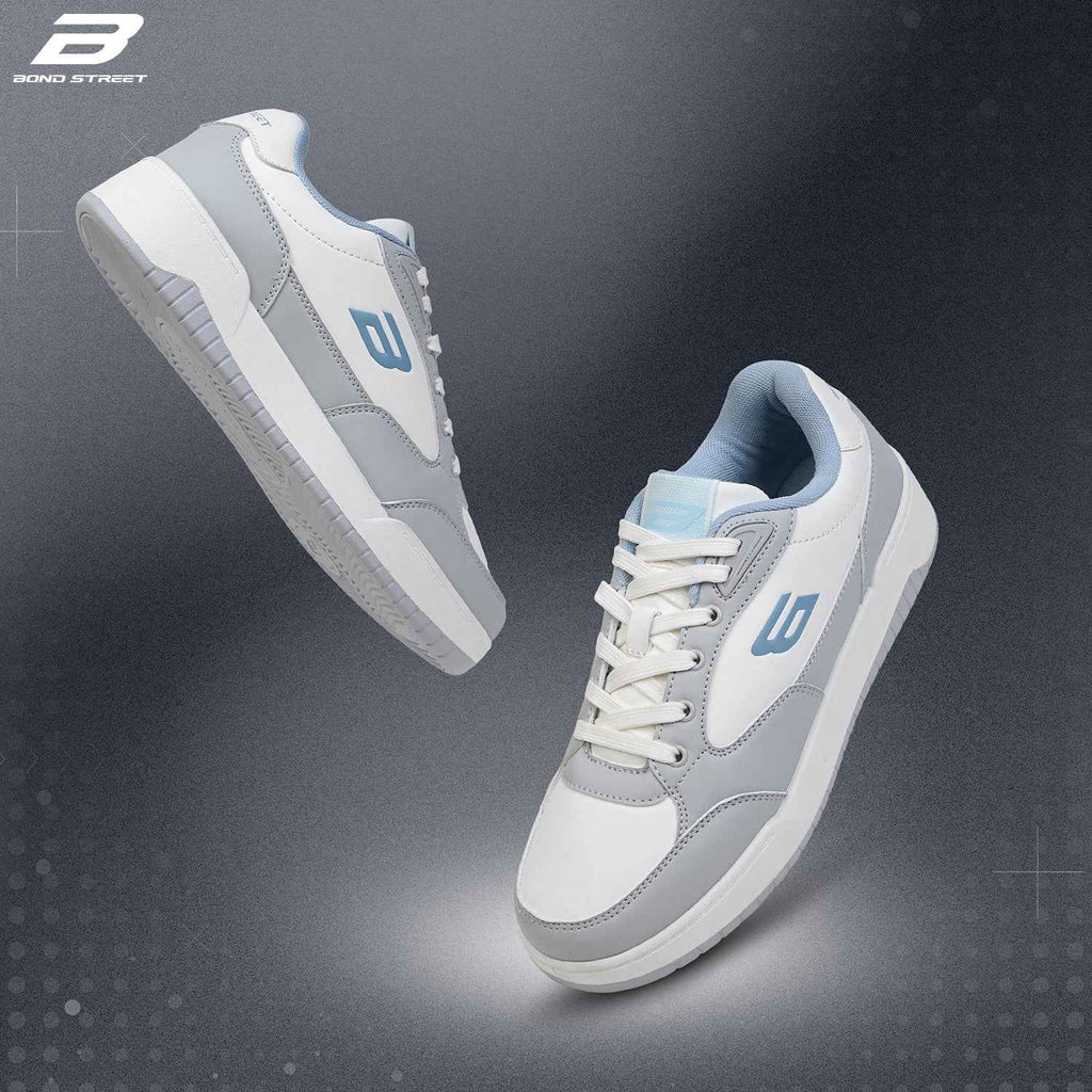 Men's White & Grey Casual Sneakers