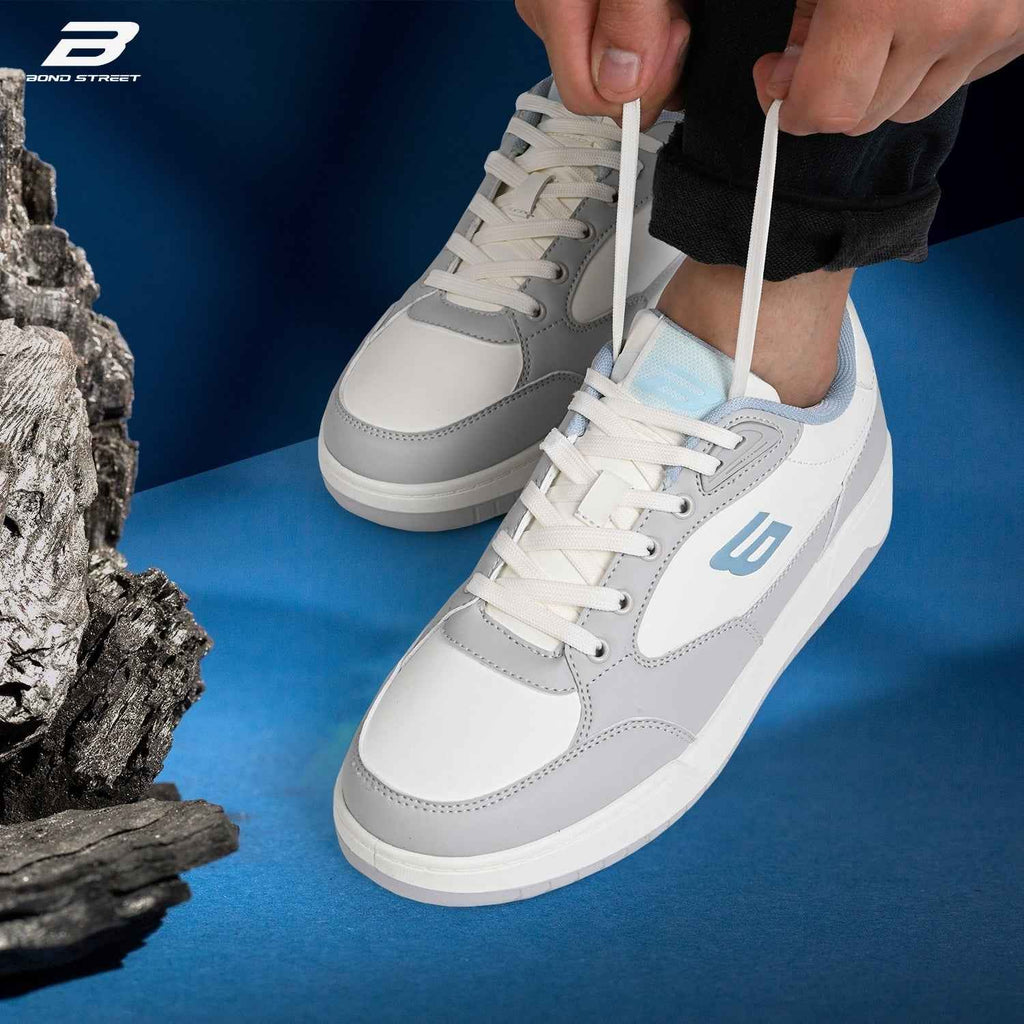 Men's White & Grey Casual Sneakers