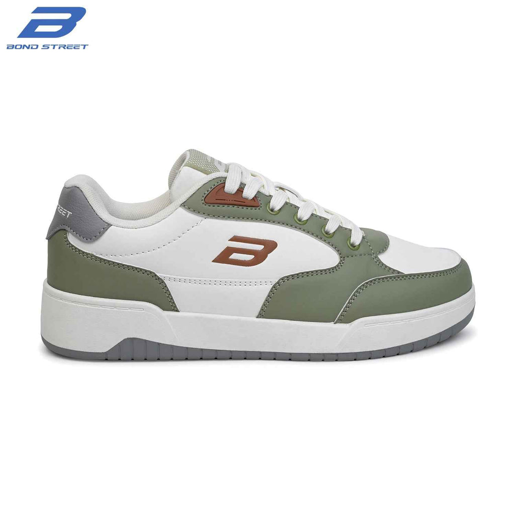 Men's White & Green Casual Sneakers