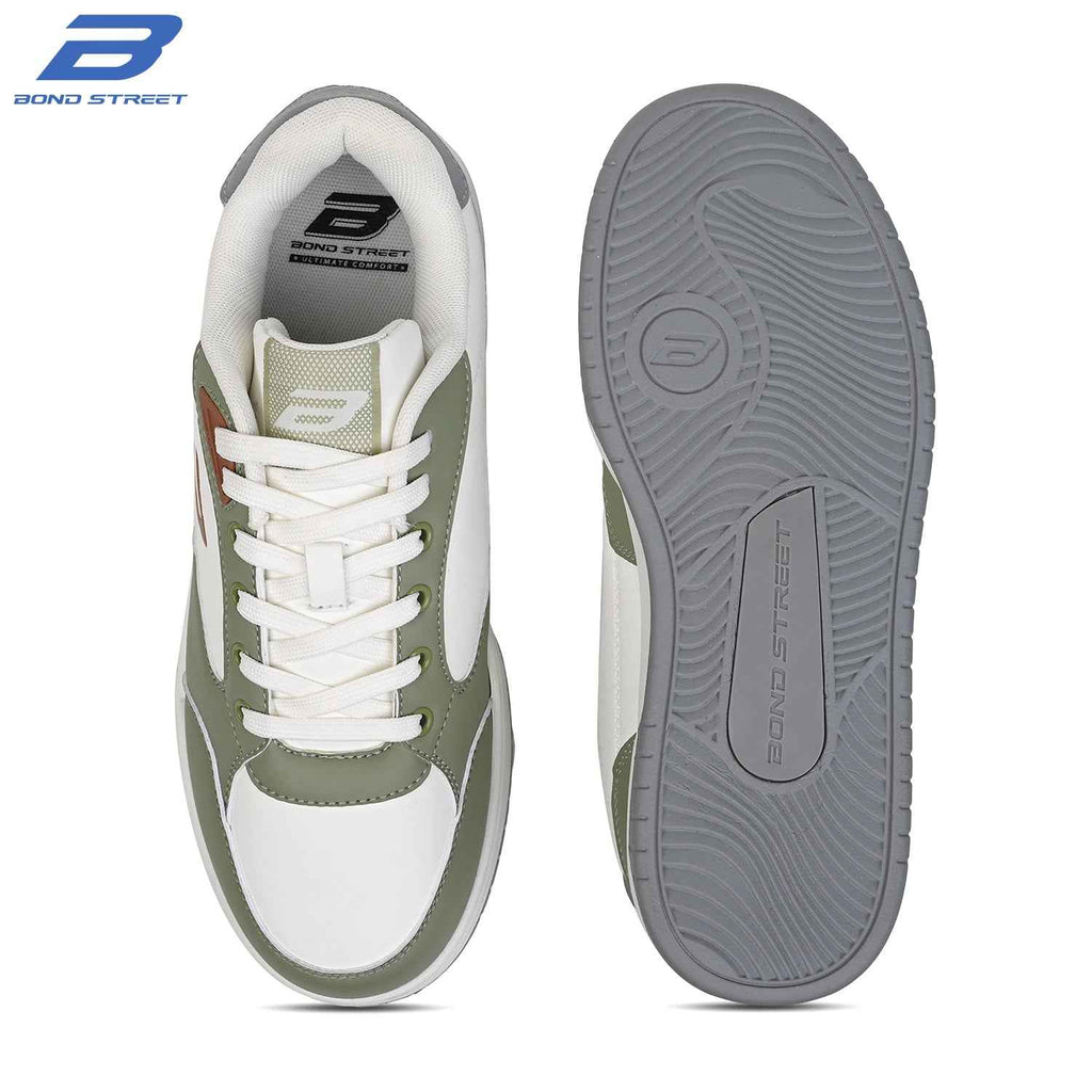 Men's White & Green Casual Sneakers