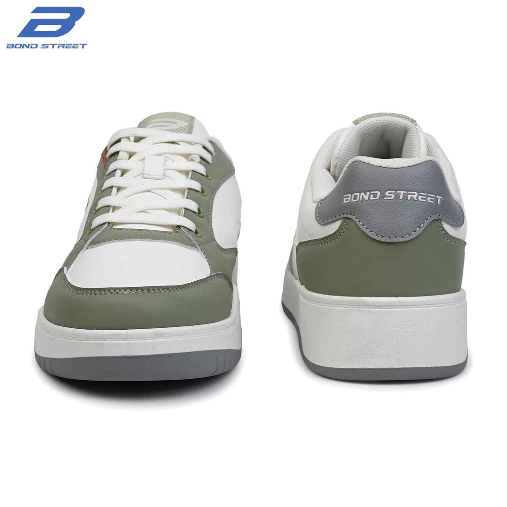 Men's White & Green Casual Sneakers