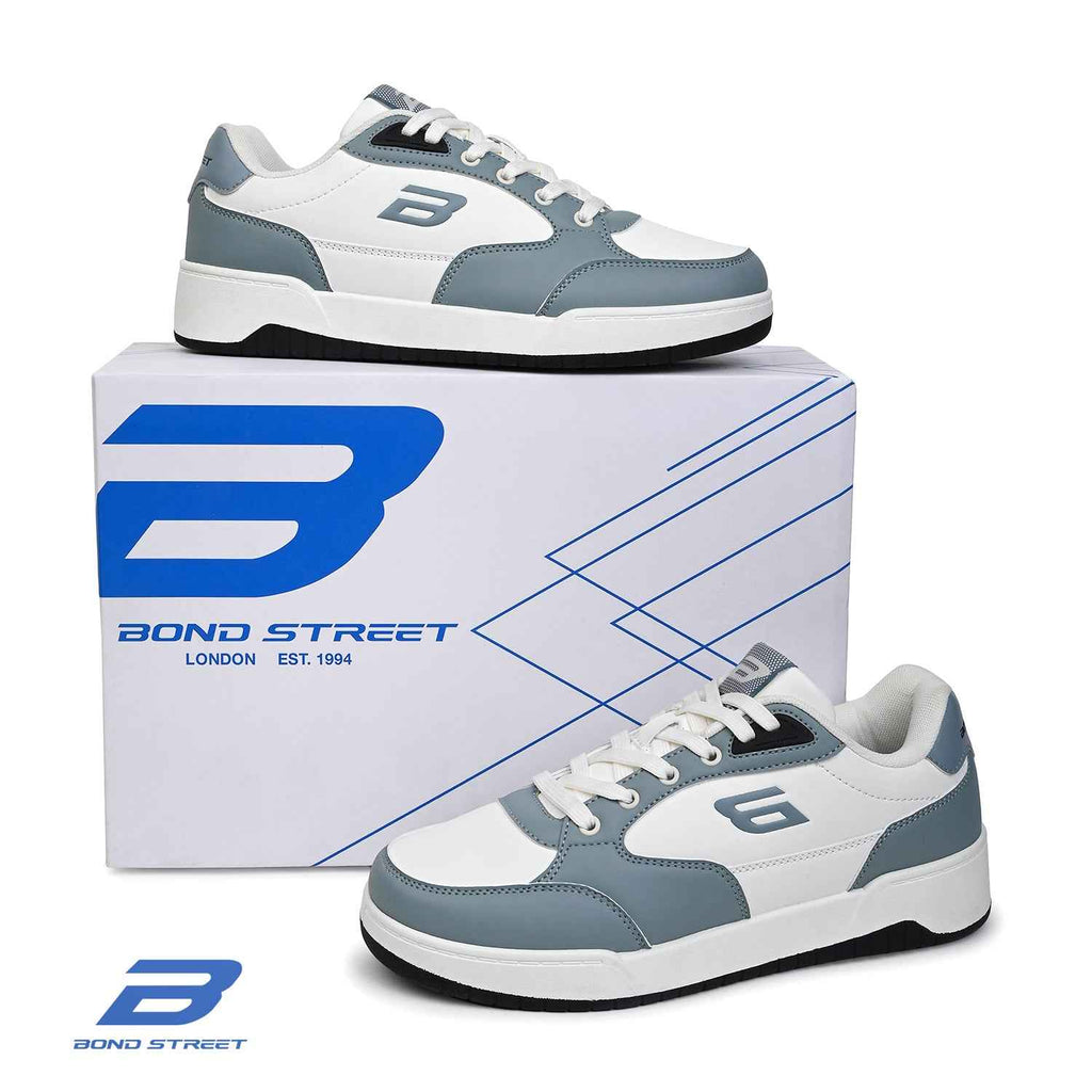 Men's White & Blue Casual Sneakers