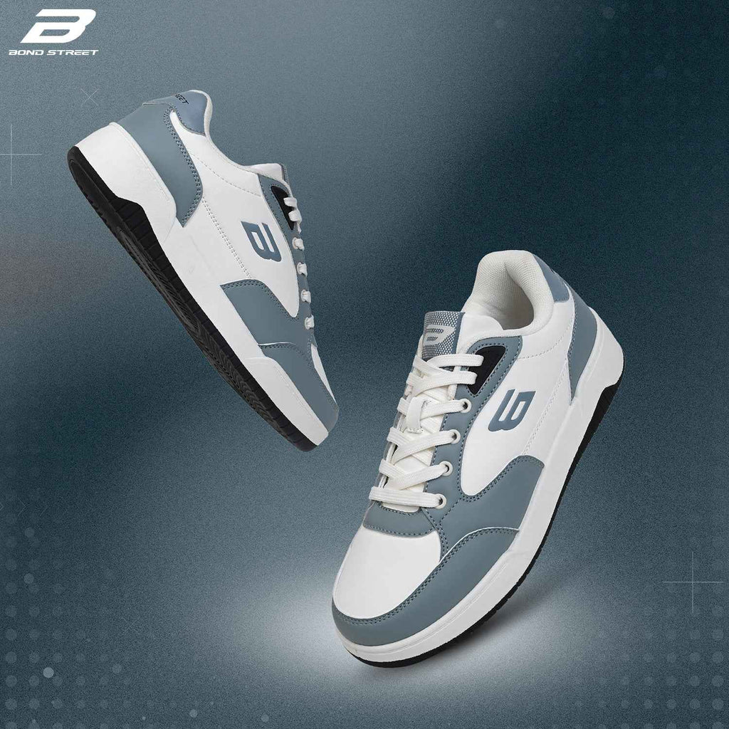 Men's White & Blue Casual Sneakers