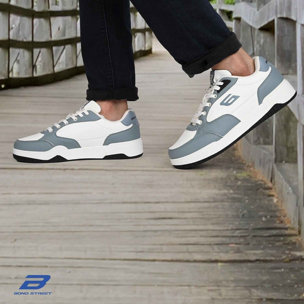 Men's White & Blue Casual Sneakers