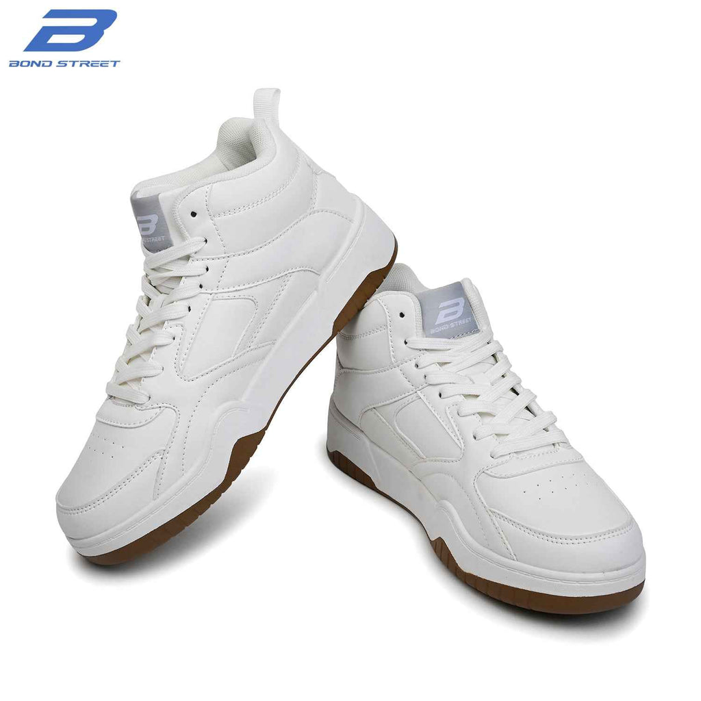 Men's White & Tan Casual Sneakers
