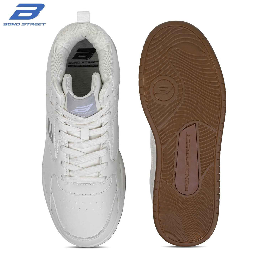 Men's White & Tan Casual Sneakers