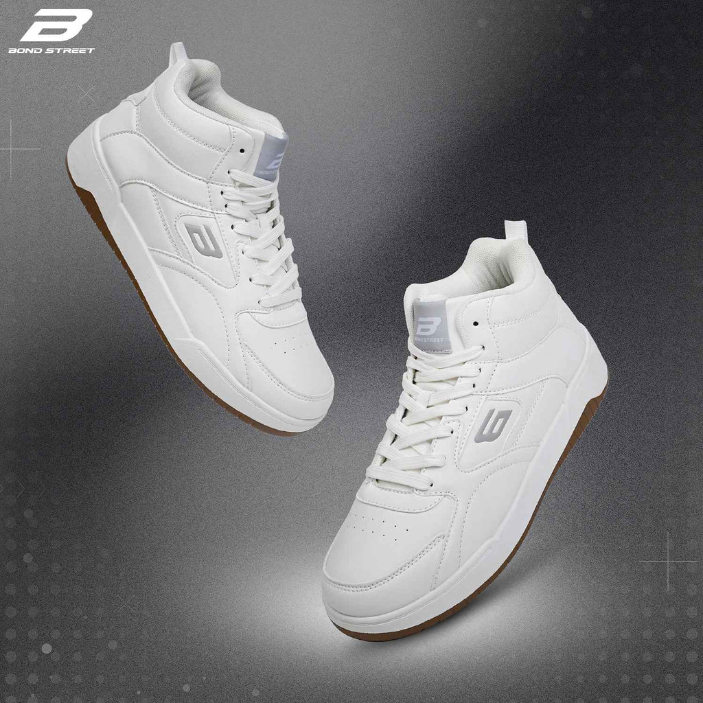 Men's White & Tan Casual Sneakers