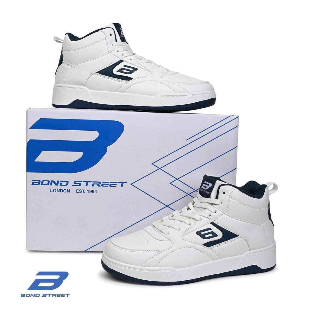 Men's White & Navy Casual Sneakers