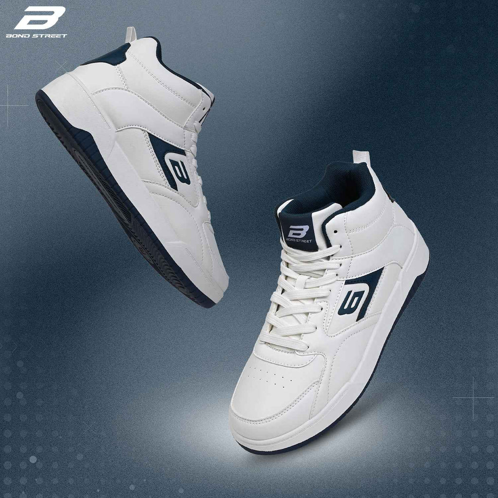 Men's White & Navy Casual Sneakers