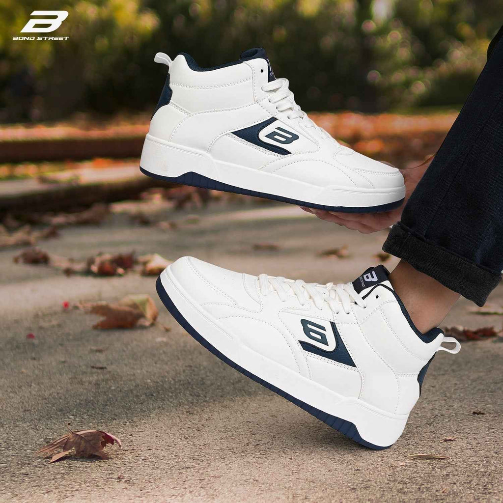 Men's White & Navy Casual Sneakers