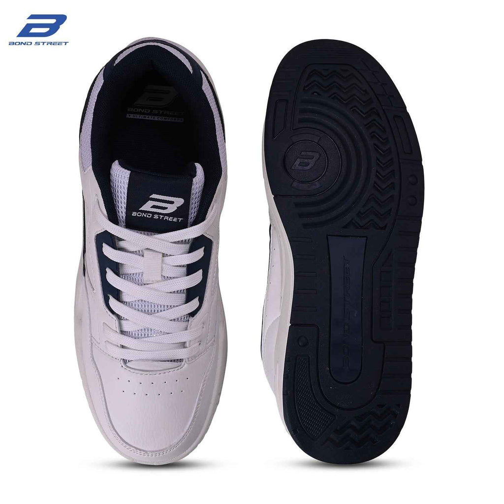 Men's White & Navy Casual Sneakers