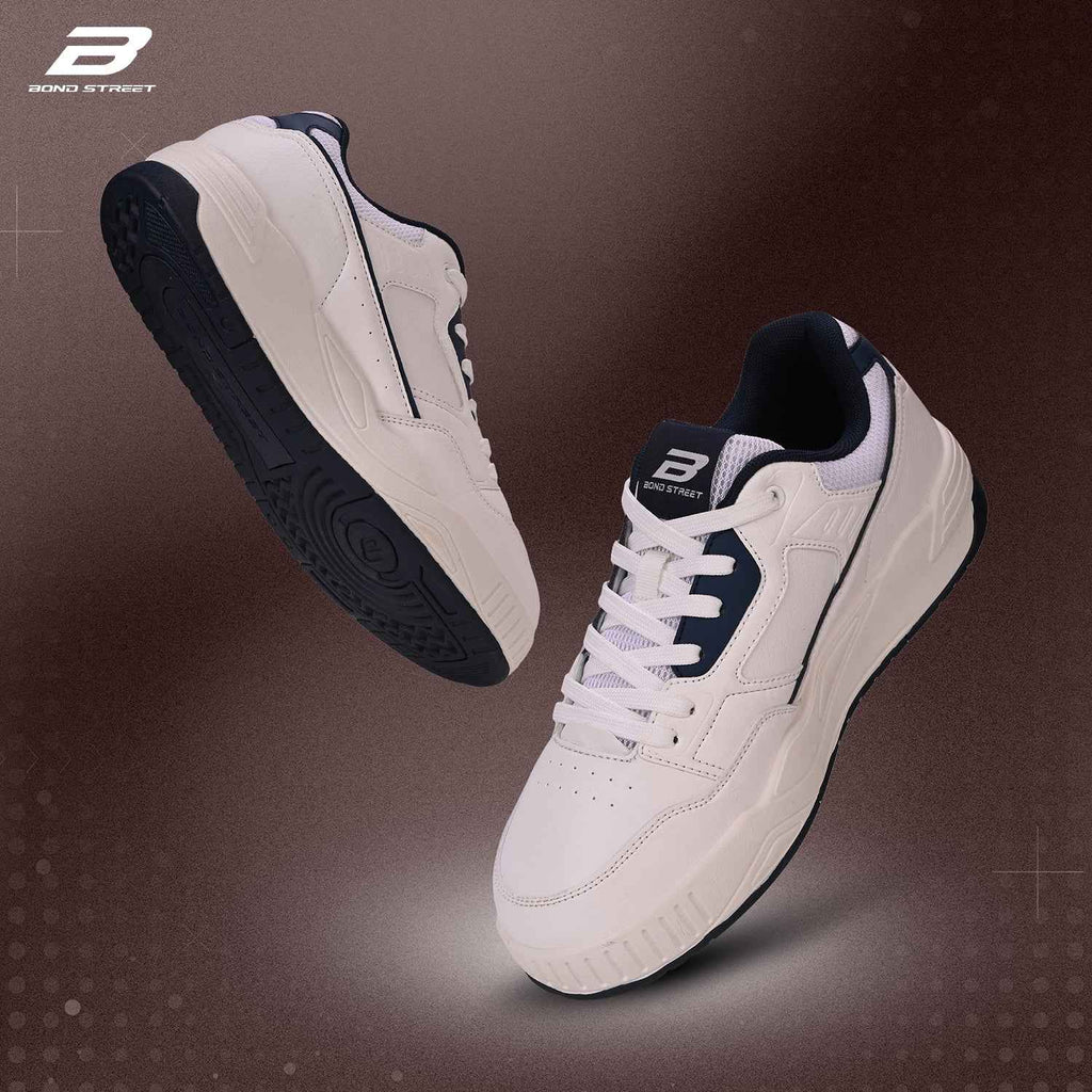 Men's White & Navy Casual Sneakers