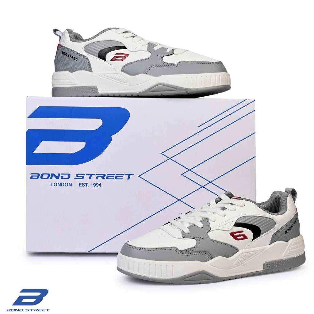Men's White & Grey Casual Sneakers