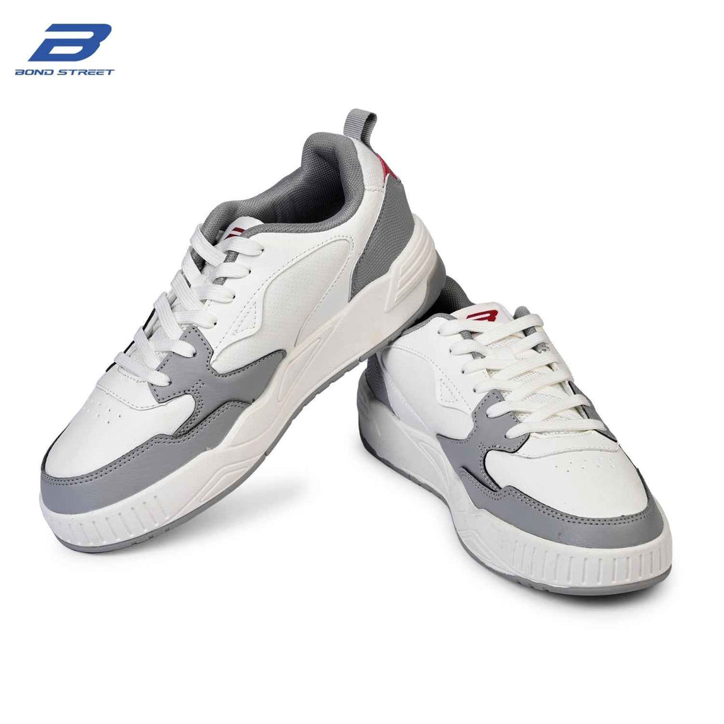 Men's White & Grey Casual Sneakers