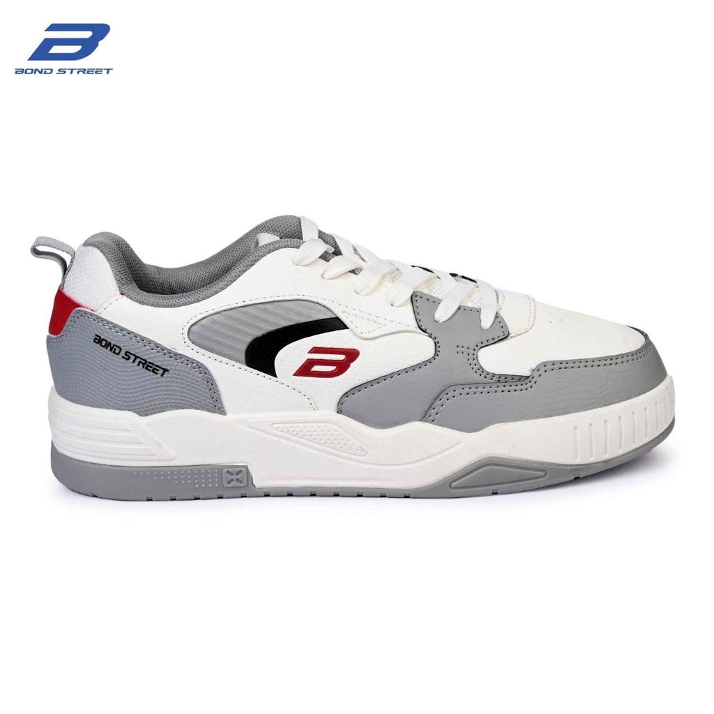 Men's White & Grey Casual Sneakers