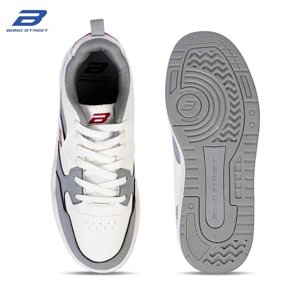 Men's White & Grey Casual Sneakers