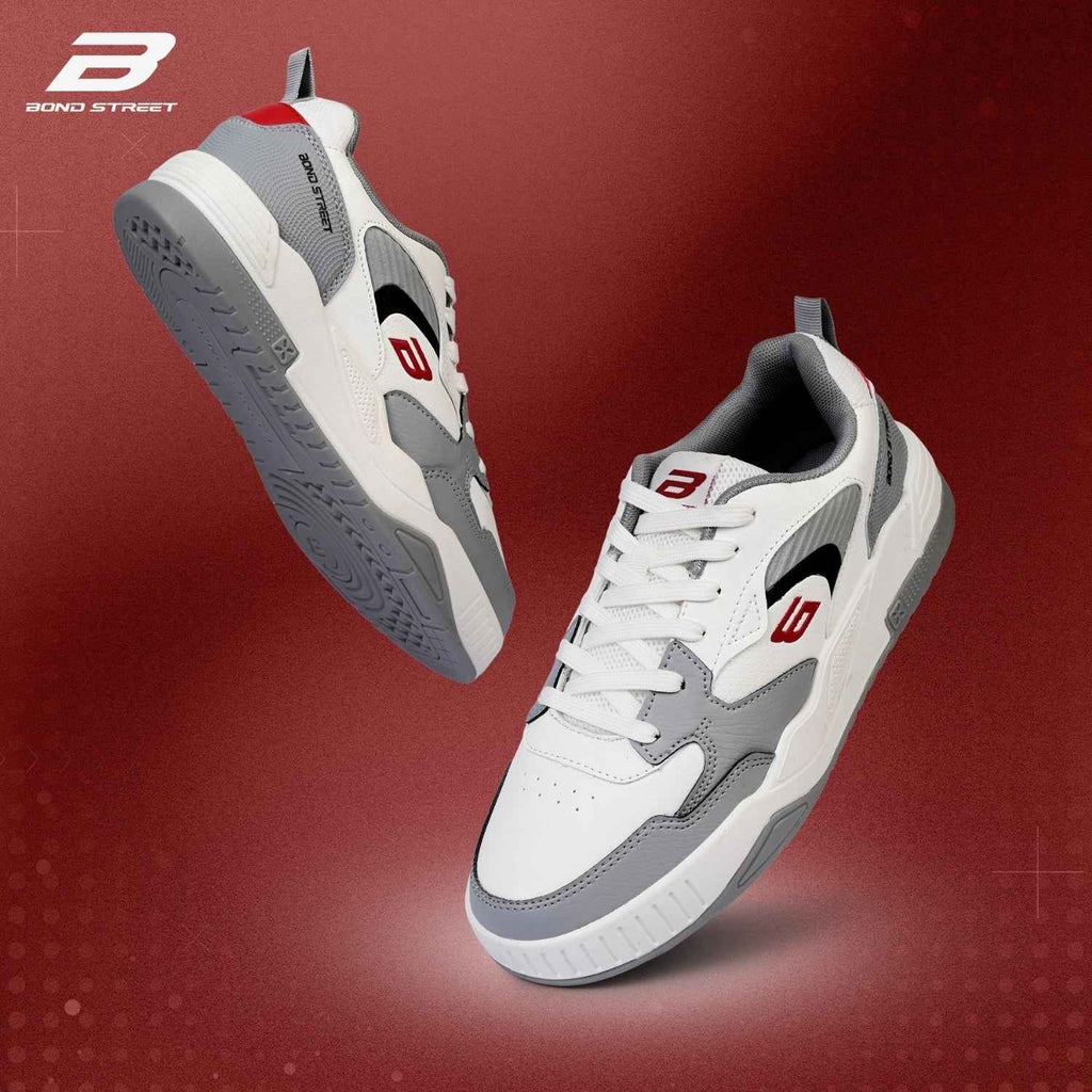 Men's White & Grey Casual Sneakers