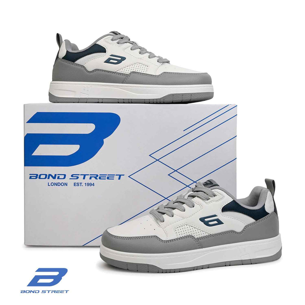 Men's Grey PU Casual Sneakers