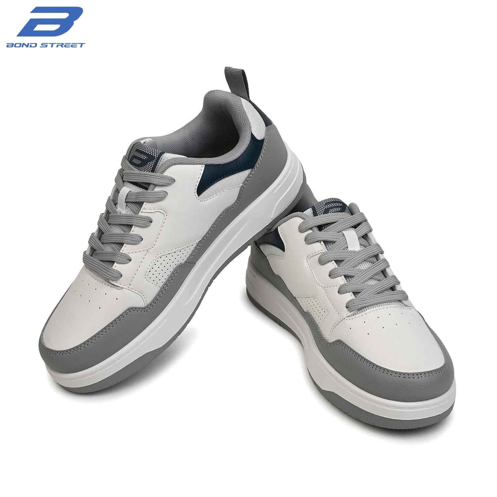 Men's Grey PU Casual Sneakers
