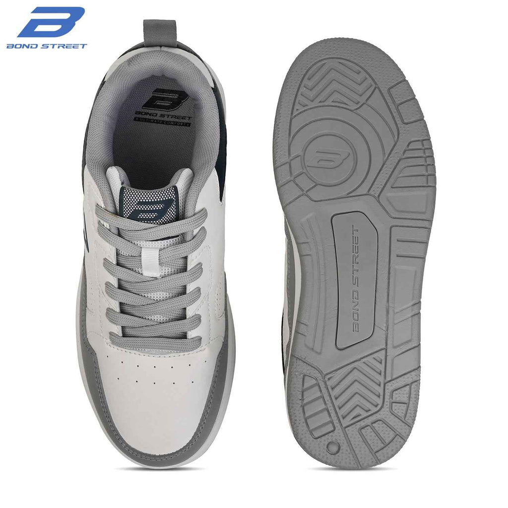 Men's Grey PU Casual Sneakers