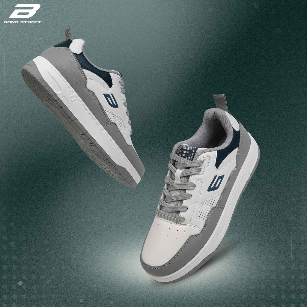 Men's Grey PU Casual Sneakers